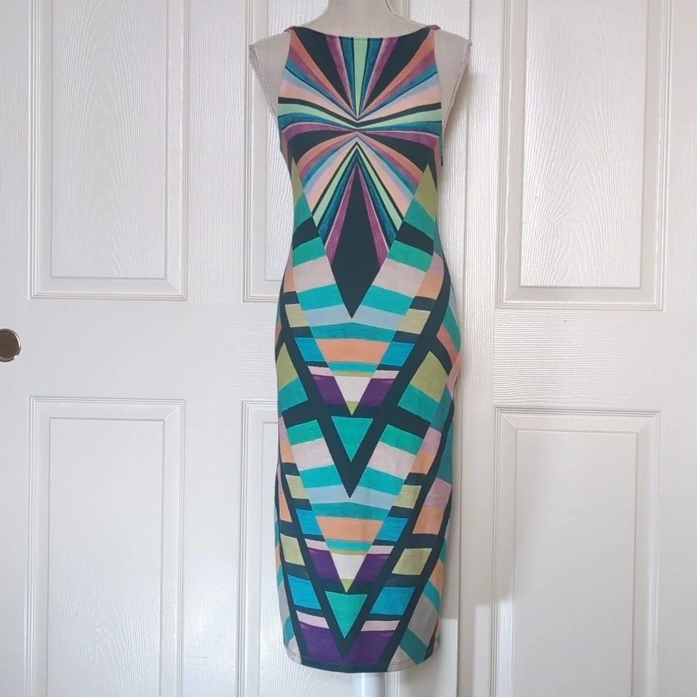 Mara Hoffman Prism V Back Geometric Patterned Midi Dress